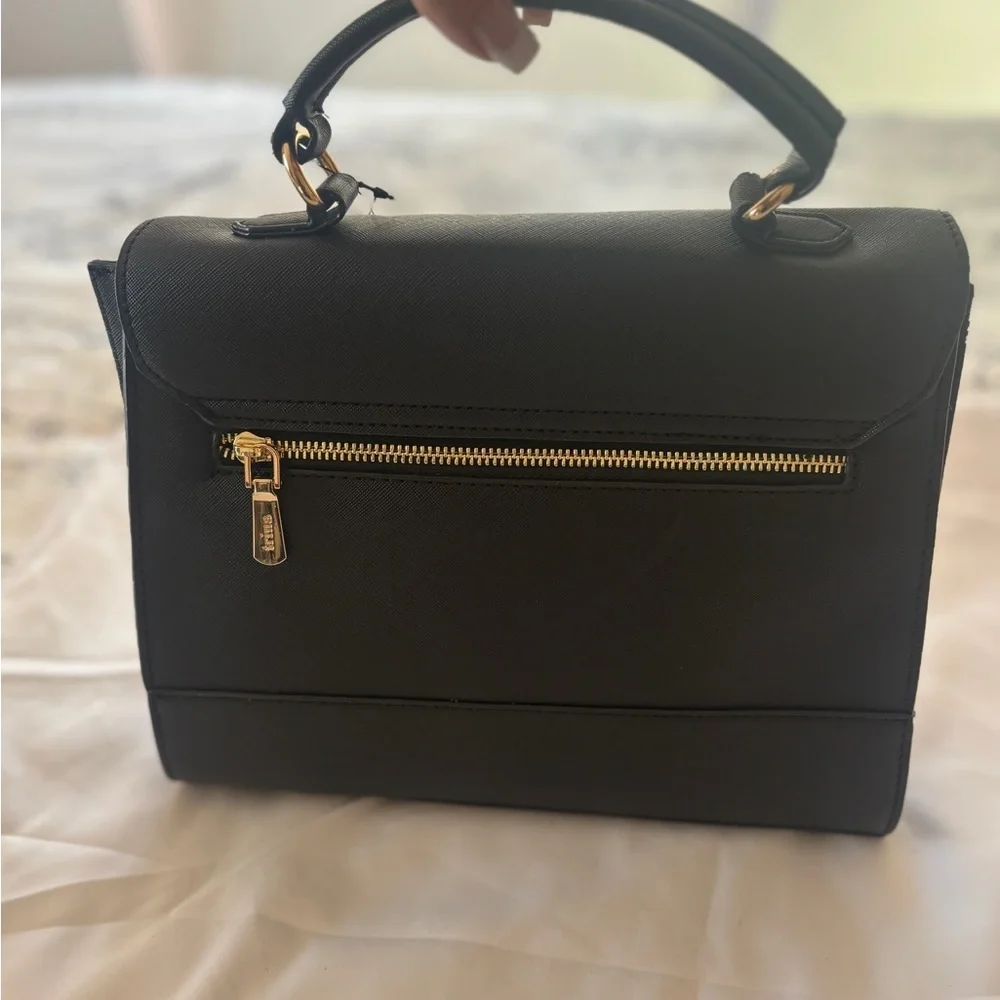Sleek Sophisticated‎ Trina Turk Black Handbag or Crossbody with Gold Hardware